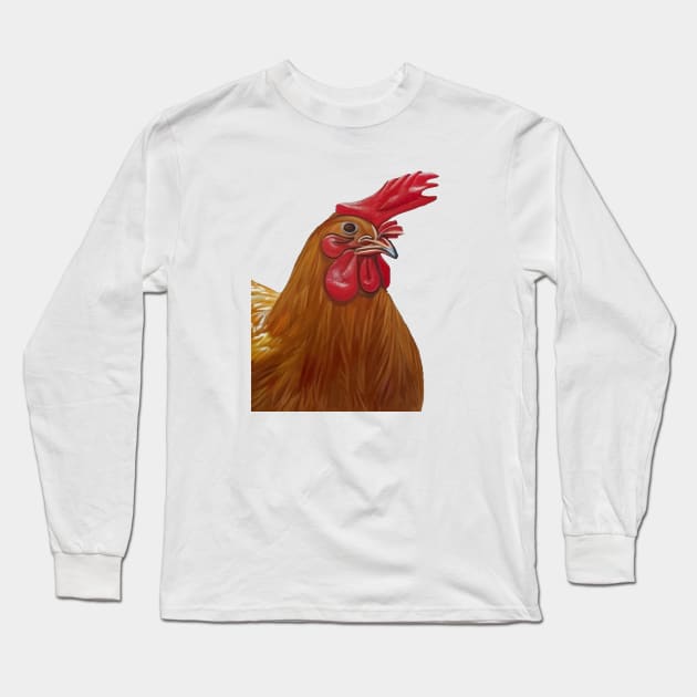 Farmyard Hen Chicken Lady Hen Cut Out Long Sleeve T-Shirt by taiche
